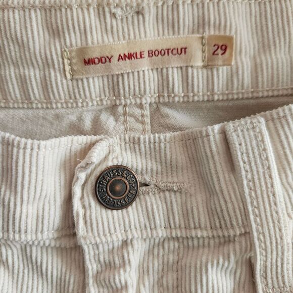 LEVI'S Middy Ankle Bootcut Ribbed Corduroy Flare Leg Trouser Pants Safari Tan 29 - Picture 7 of 10